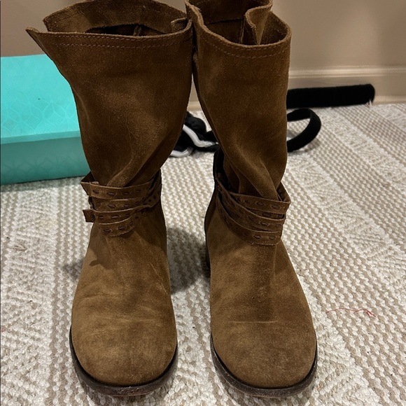 Frye Cara Brown Suede mid calf Boots - Picture 9 of 11
